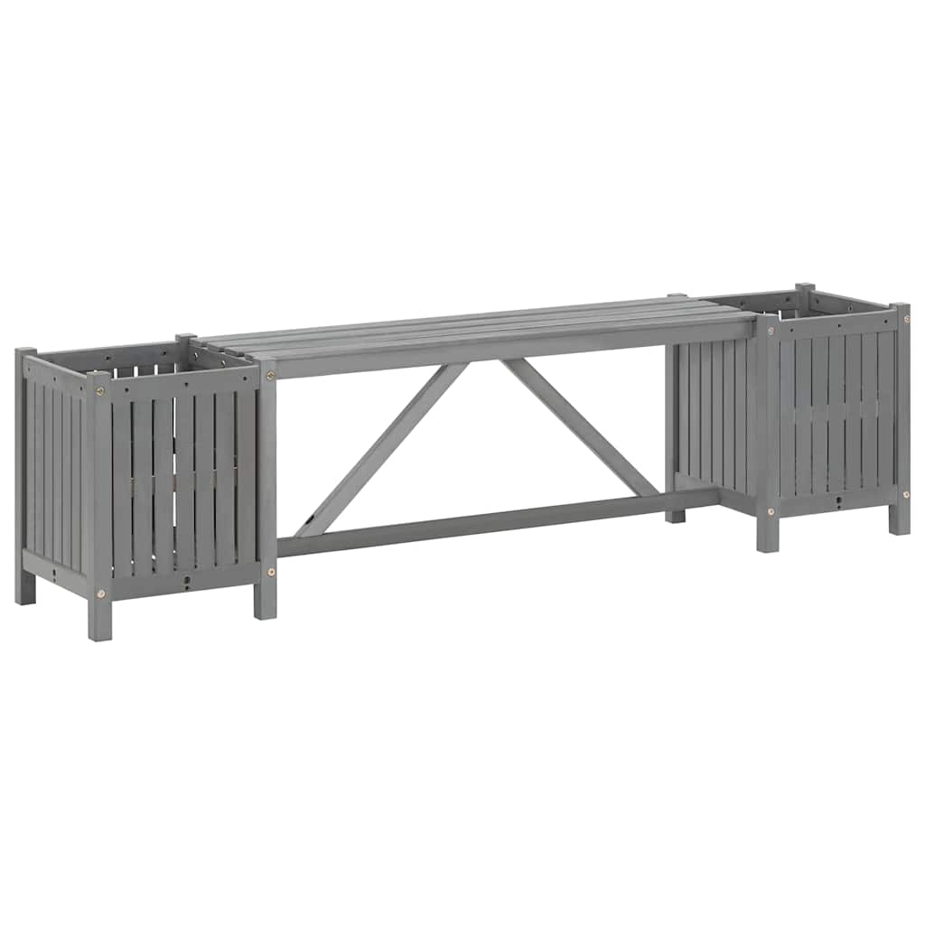 vidaXL Bancă de grădină cu 2 jardiniere, 150 cm, gri, lemn de acacia vidaXL Bancă de grădină cu 2 jardiniere, 150 cm, gri, lemn de acacia