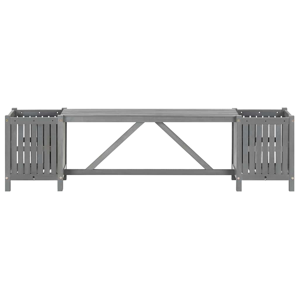 vidaXL Bancă de grădină cu 2 jardiniere, 150 cm, gri, lemn de acacia vidaXL Bancă de grădină cu 2 jardiniere, 150 cm, gri, lemn de acacia