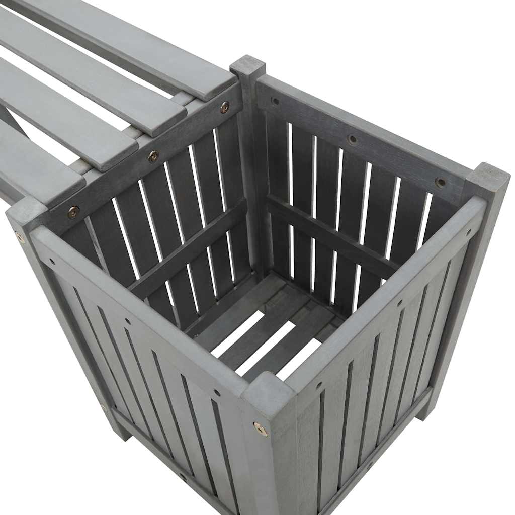 vidaXL Bancă de grădină cu 2 jardiniere, 150 cm, gri, lemn de acacia vidaXL Bancă de grădină cu 2 jardiniere, 150 cm, gri, lemn de acacia