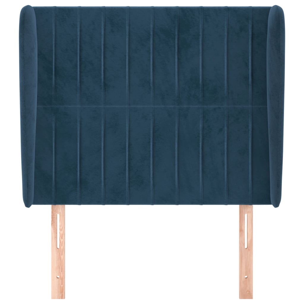 vidaXL Tăblie pat cu aripioare albastru închis 93x23x118/128cm catifea