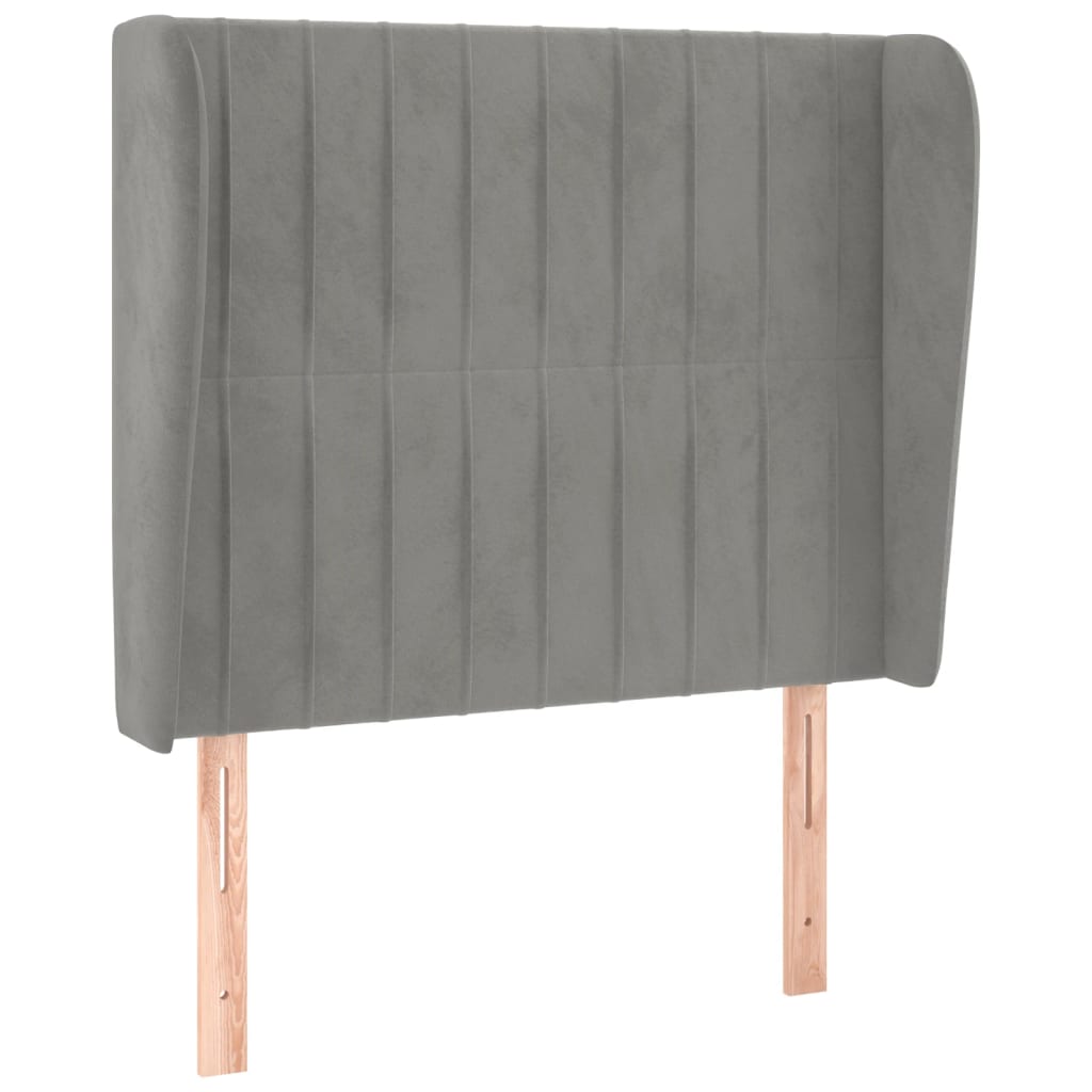 vidaXL Tăblie de pat cu aripioare gri deschis 103x23x118/128cm catifea