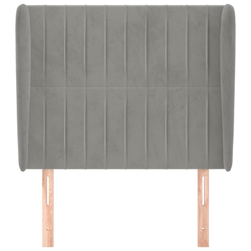 vidaXL Tăblie de pat cu aripioare gri deschis 103x23x118/128cm catifea