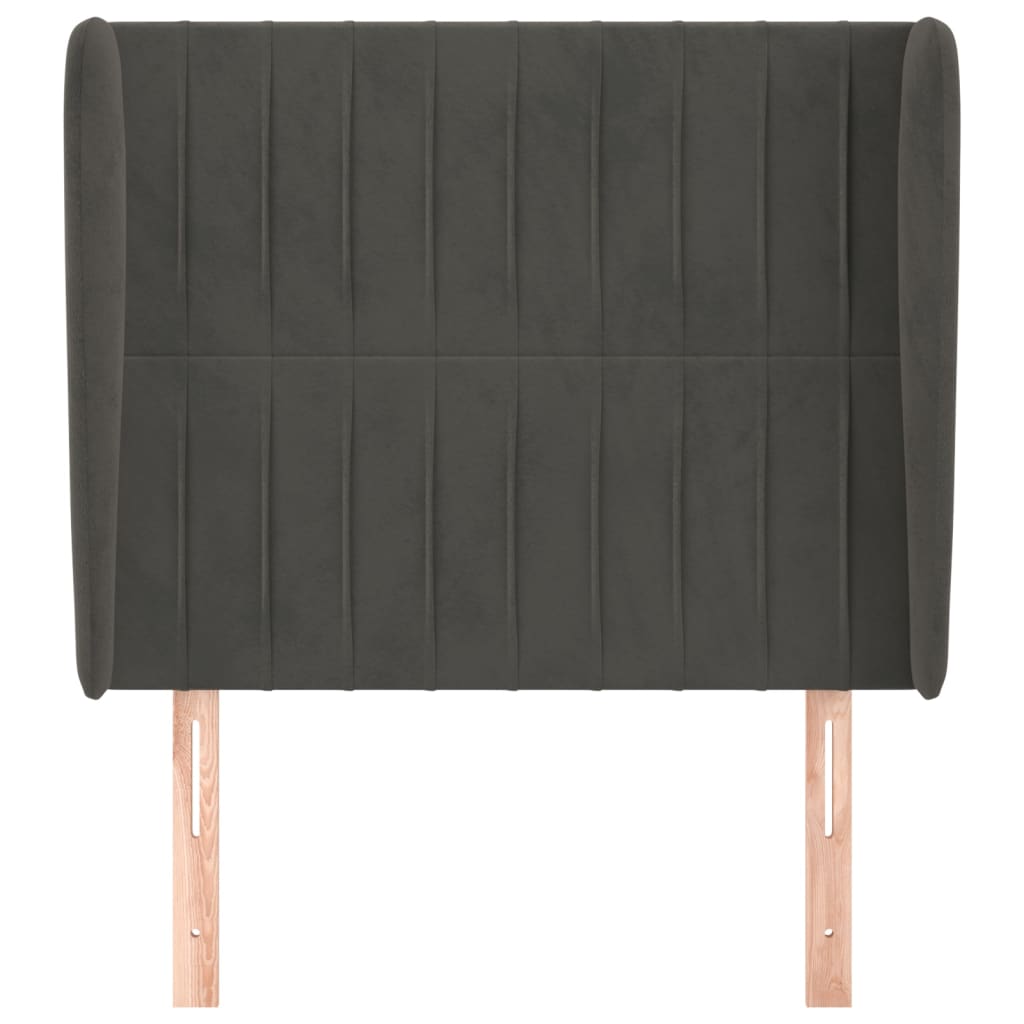 vidaXL Tăblie de pat cu aripioare gri închis 103x23x118/128 cm catifea