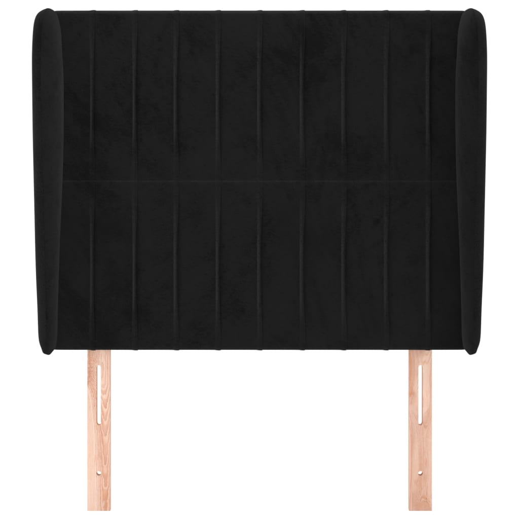 vidaXL Tăblie de pat cu aripioare, negru, 103x23x118/128 cm, catifea
