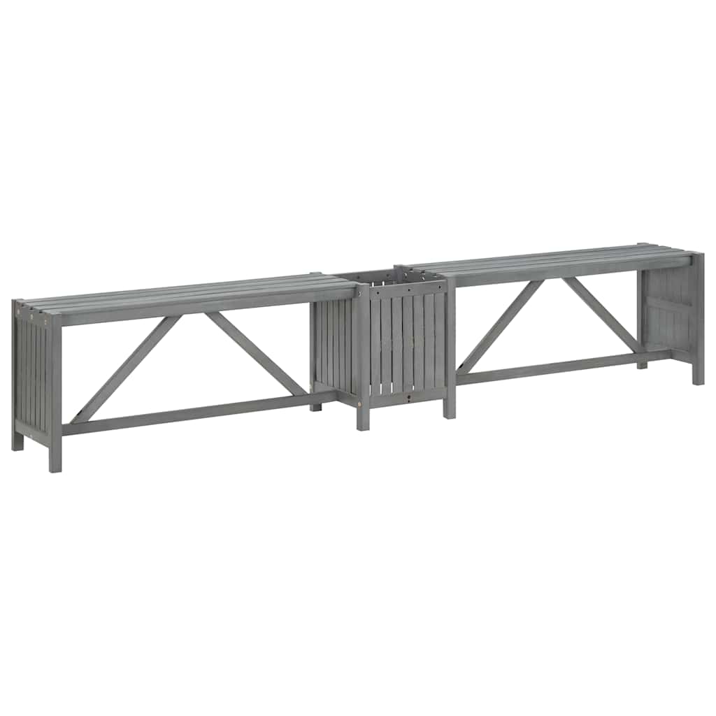 vidaXL Bancă grădină de colț cu jardinieră 117cm gri lemn masiv acacia
