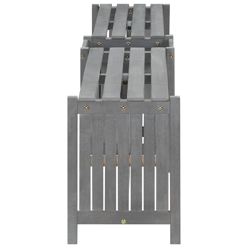 vidaXL Bancă grădină de colț cu jardinieră 117cm gri lemn masiv acacia
