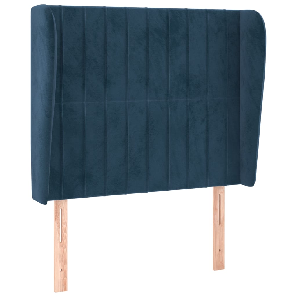 vidaXL Tăblie pat cu urechi albastru închis 103x23x118/128cm catifea vidaXL Tăblie pat cu urechi albastru închis 103x23x118/128cm catifea