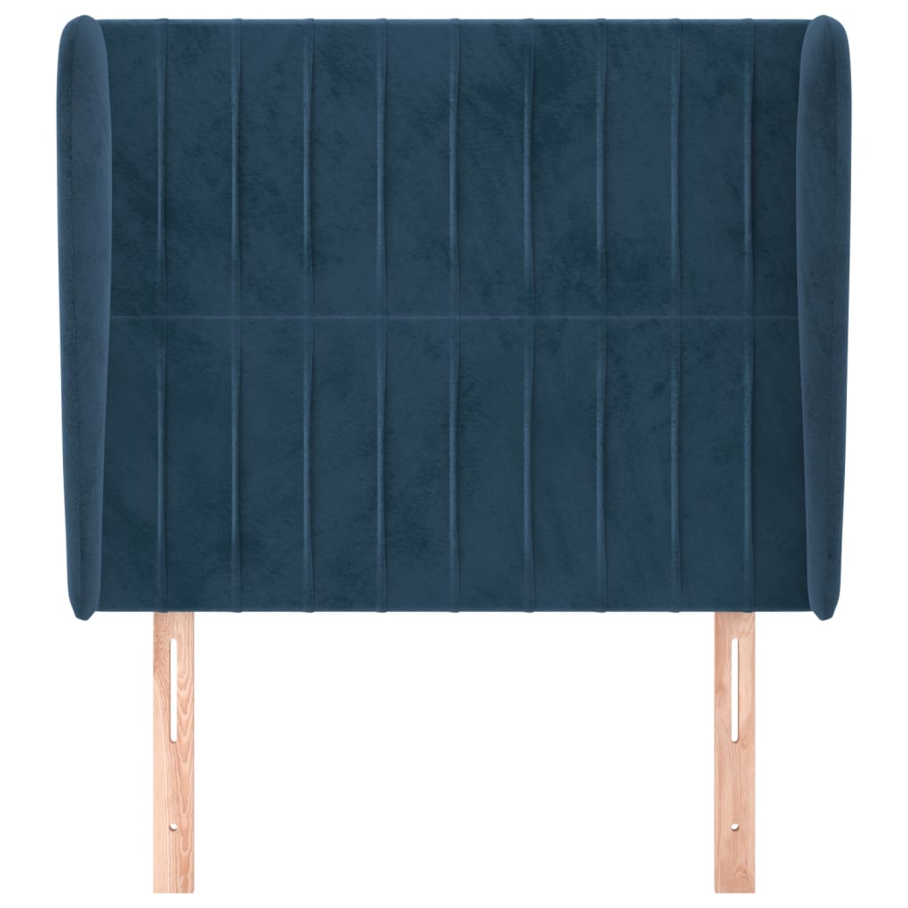 vidaXL Tăblie pat cu urechi albastru închis 103x23x118/128cm catifea vidaXL Tăblie pat cu urechi albastru închis 103x23x118/128cm catifea