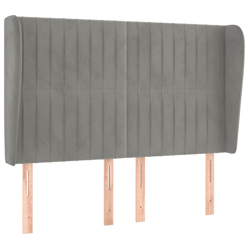vidaXL Tăblie de pat cu aripioare gri deschis 147x23x118/128cm catifea vidaXL Tăblie de pat cu aripioare gri deschis 147x23x118/128cm catifea