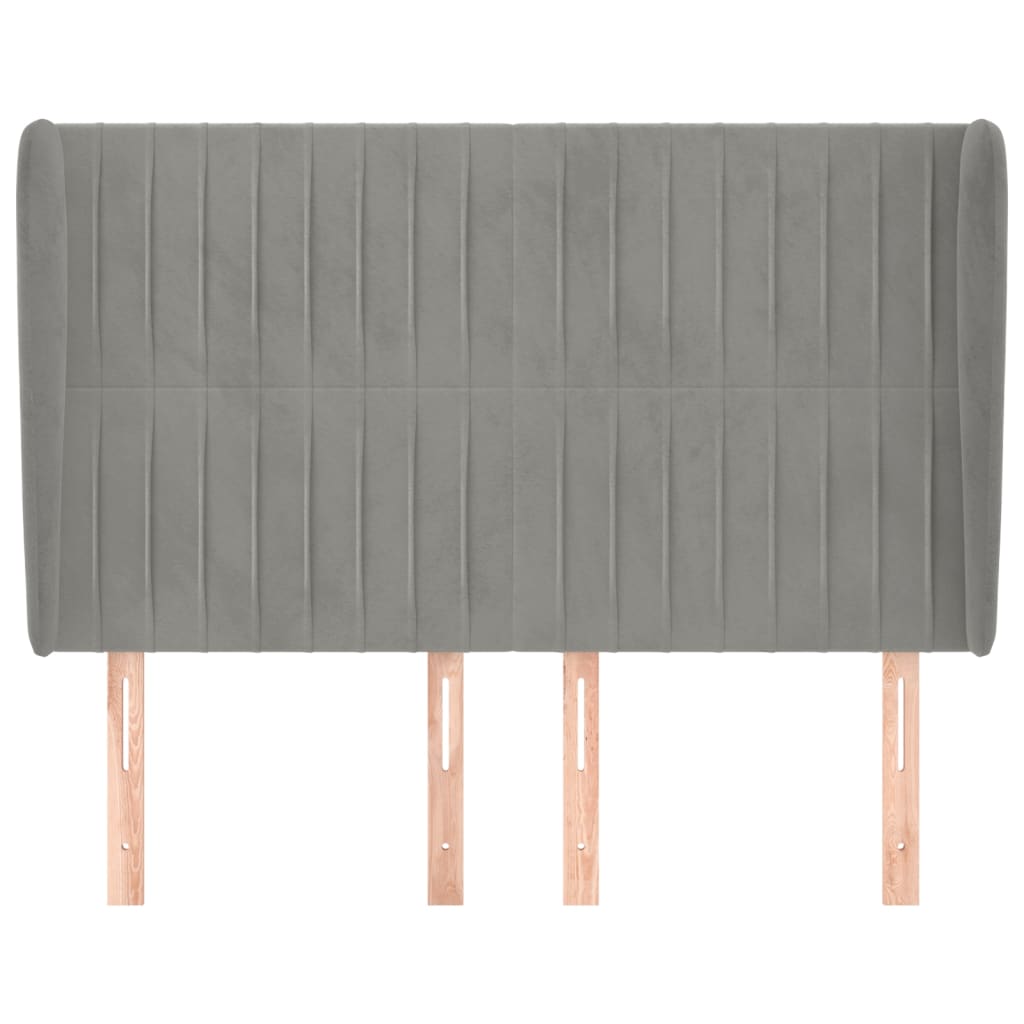 vidaXL Tăblie de pat cu aripioare gri deschis 147x23x118/128cm catifea vidaXL Tăblie de pat cu aripioare gri deschis 147x23x118/128cm catifea
