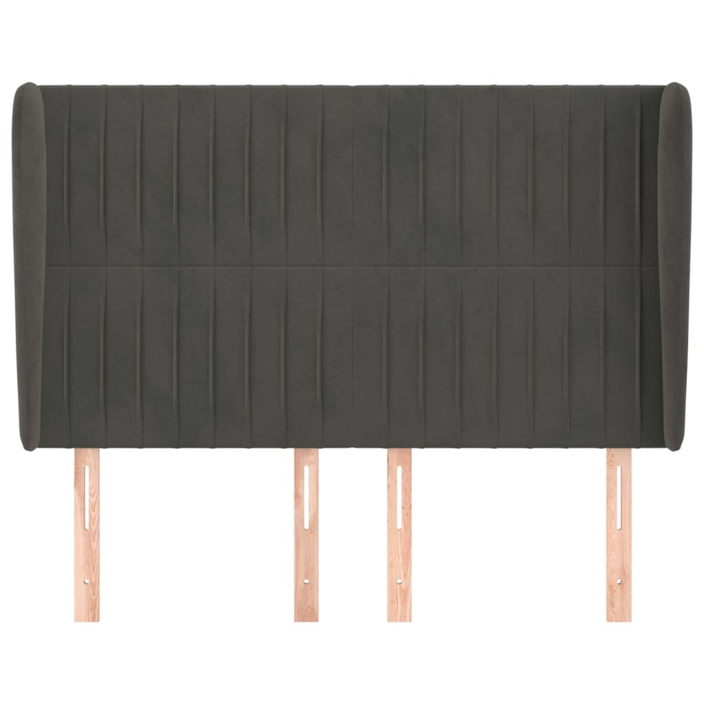 vidaXL Tăblie de pat cu aripioare gri închis 147x23x118/128 cm catifea