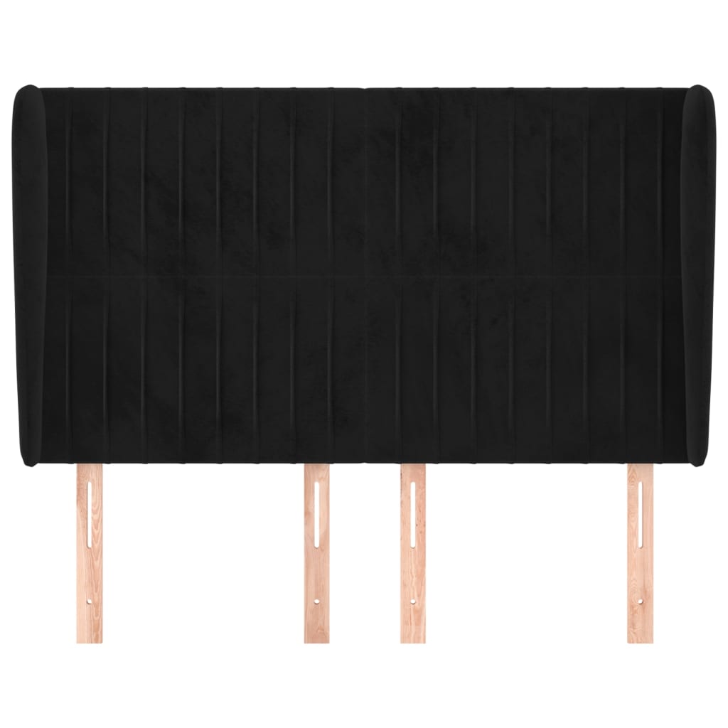 vidaXL Tăblie de pat cu aripioare, negru, 147x23x118/128 cm, catifea