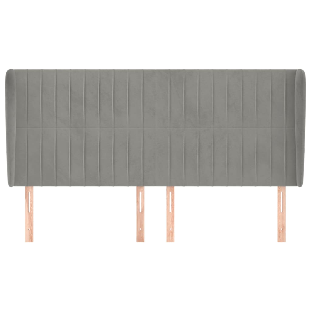 vidaXL Tăblie de pat cu aripioare gri deschis 163x23x118/128cm catifea
