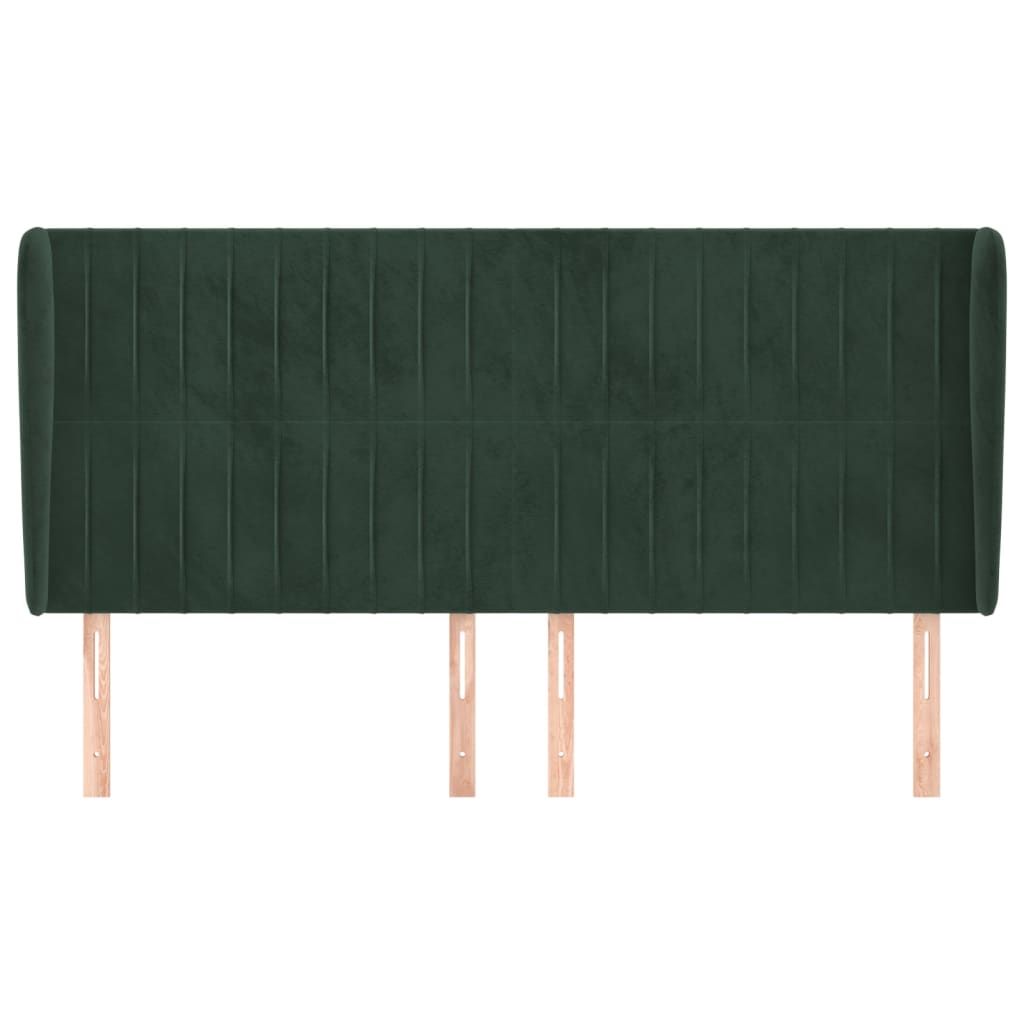 vidaXL Tăblie pat cu aripioare verde închis 163x23x118/128 cm catifea vidaXL Tăblie pat cu aripioare verde închis 163x23x118/128 cm catifea