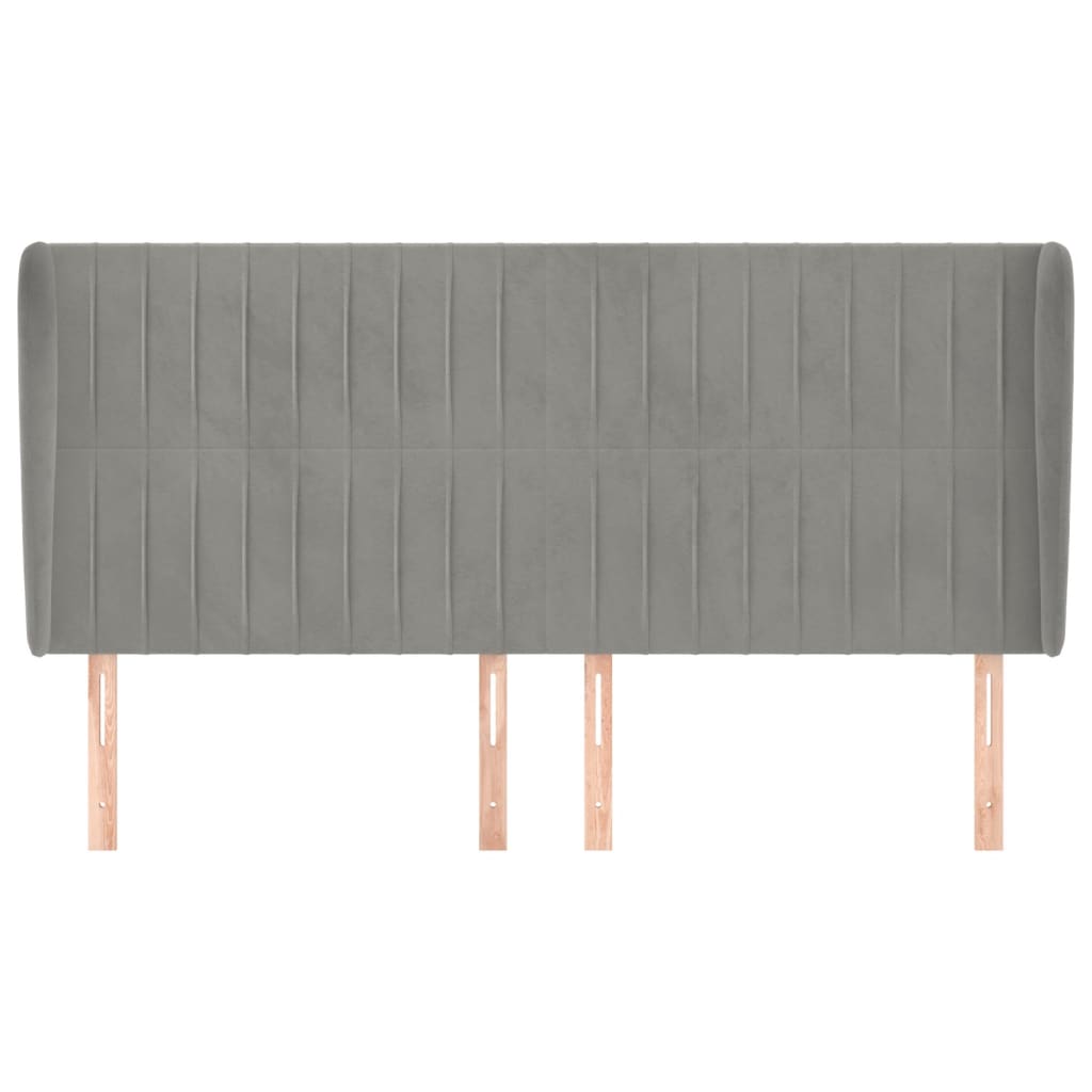 vidaXL Tăblie de pat cu aripioare gri deschis 183x23x118/128cm catifea vidaXL Tăblie de pat cu aripioare gri deschis 183x23x118/128cm catifea