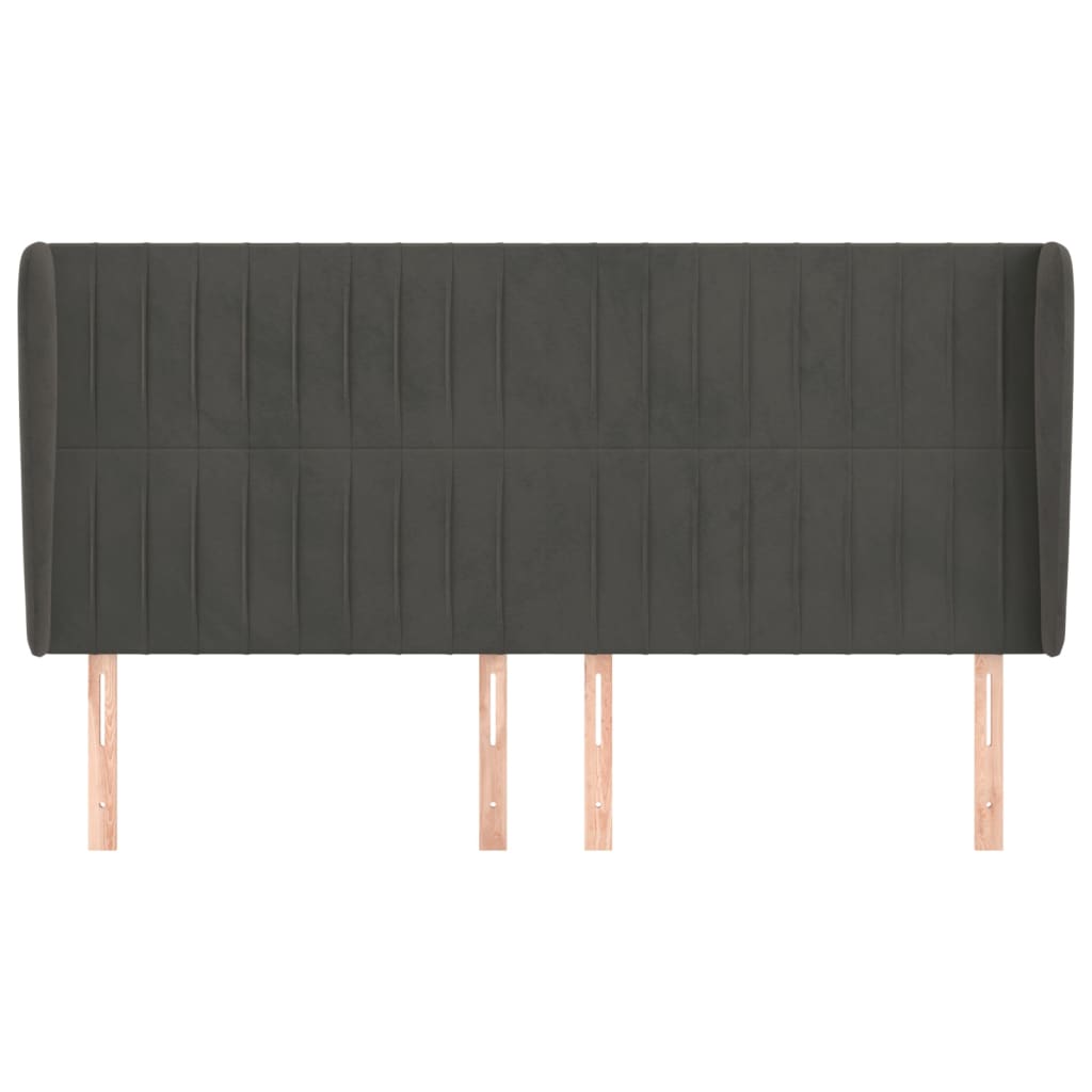vidaXL Tăblie de pat cu aripioare gri închis 183x23x118/128 cm catifea vidaXL Tăblie de pat cu aripioare gri închis 183x23x118/128 cm catifea