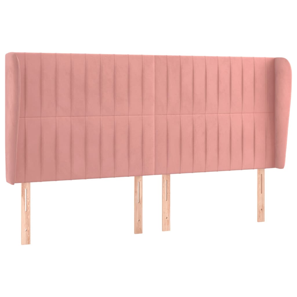 vidaXL Tăblie de pat cu aripioare, roz, 183x23x118/128 cm, catifea