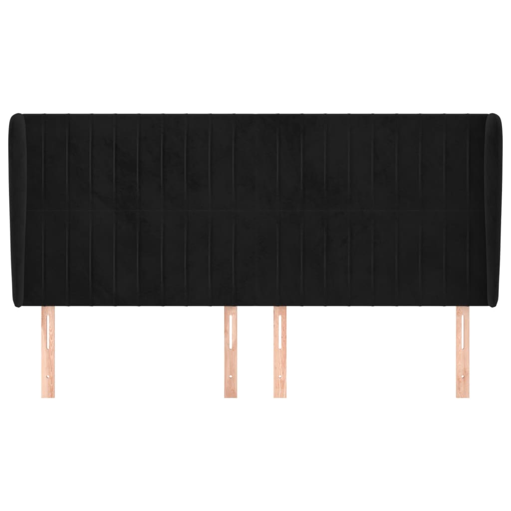 vidaXL Tăblie de pat cu aripioare, negru, 203x23x118/128 cm, catifea