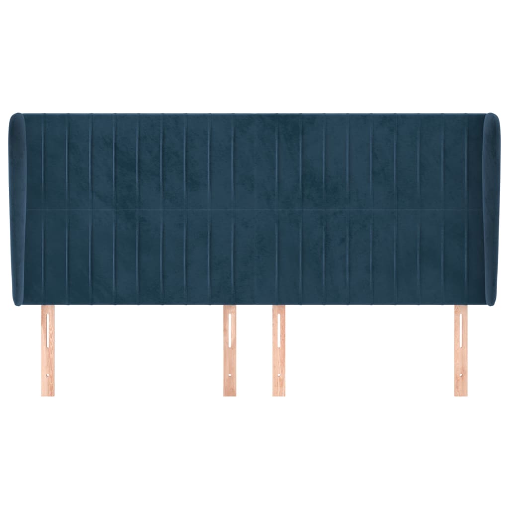 vidaXL Tăblie pat cu urechi albastru închis 203x23x118/128 cm catifea vidaXL Tăblie pat cu urechi albastru închis 203x23x118/128 cm catifea