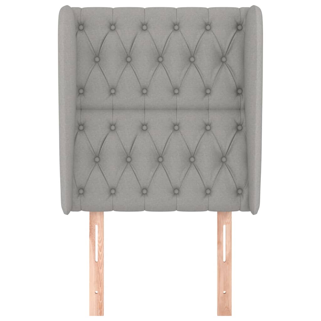 vidaXL Tăblie de pat cu aripioare gri deschis 83x23x118/128 cm textil