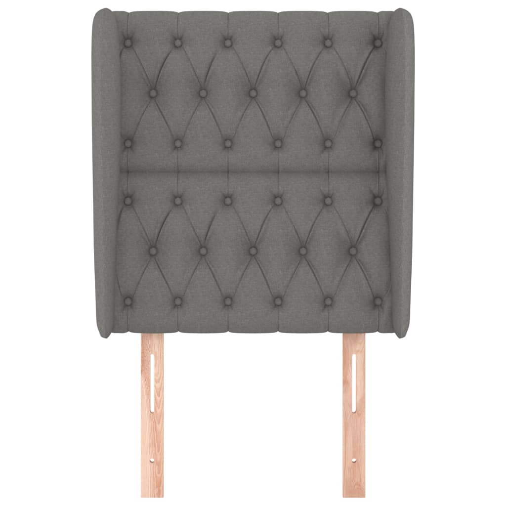 vidaXL Tăblie de pat cu aripioare gri închis 83x23x118/128 cm textil