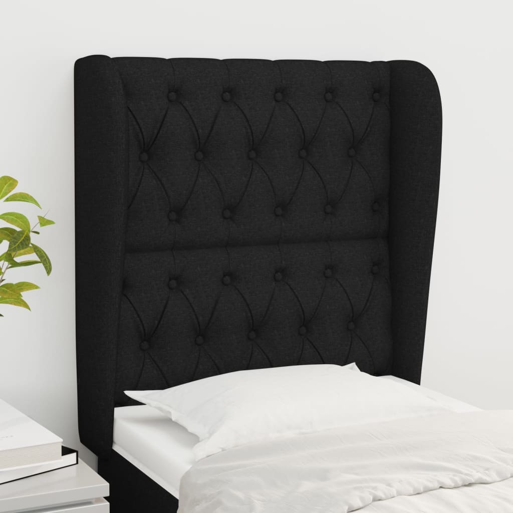 vidaXL Tăblie de pat cu aripioare, negru, 83x23x118/128 cm, textil