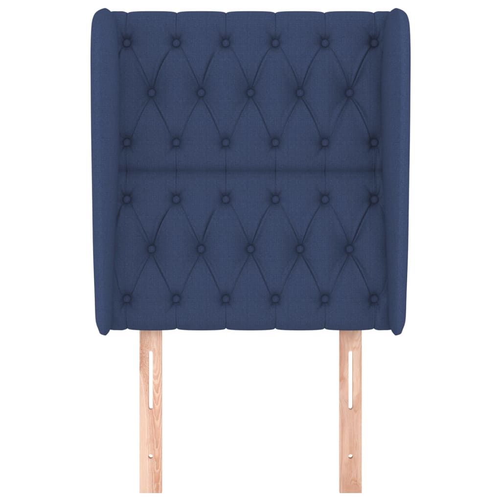 vidaXL Tăblie de pat cu aripioare, albastru, 83x23x118/128 cm, textil