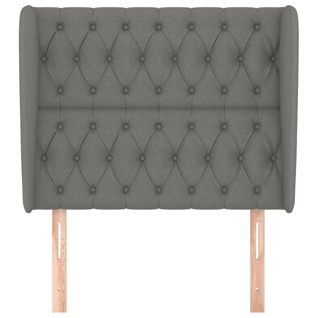 vidaXL Tăblie de pat cu aripioare gri închis 93x23x118/128 cm textil