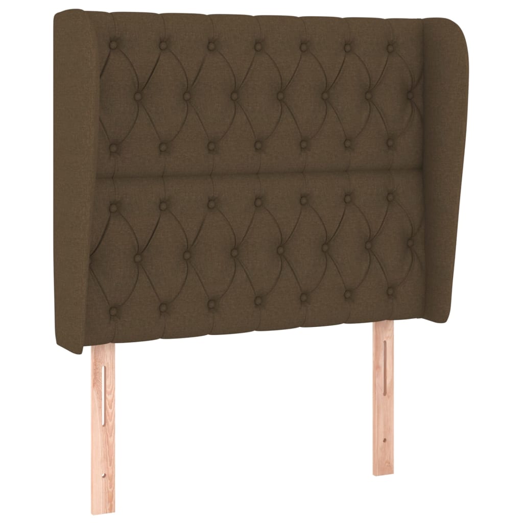 vidaXL Tăblie de pat cu aripioare maro închis 93x23x118/128 cm textil