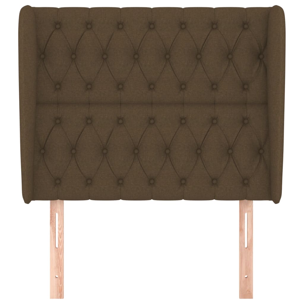 vidaXL Tăblie de pat cu aripioare maro închis 93x23x118/128 cm textil