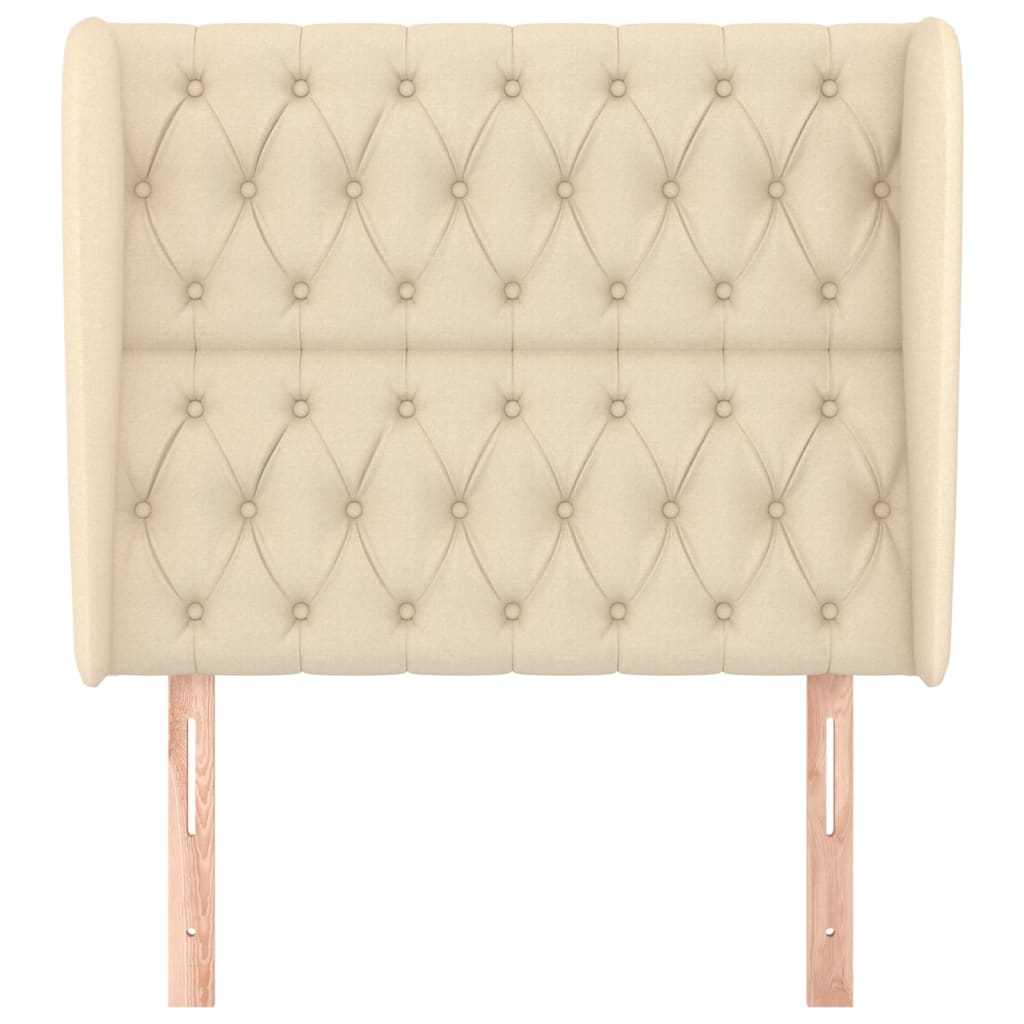 vidaXL Tăblie de pat cu aripioare, crem, 93x23x118/128 cm, țesătură