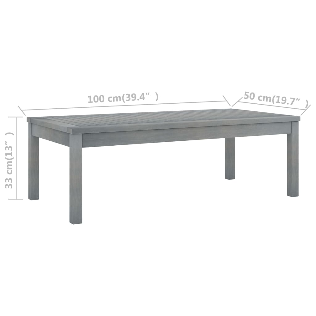 vidaXL Măsuță de cafea, gri, 100 x 50 x 33 cm, lemn masiv de acacia vidaXL Măsuță de cafea, gri, 100 x 50 x 33 cm, lemn masiv de acacia