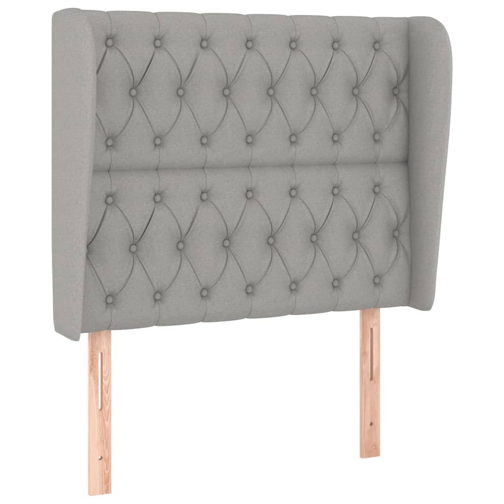 vidaXL Tăblie de pat cu aripioare gri deschis 103x23x118/128 cm textil