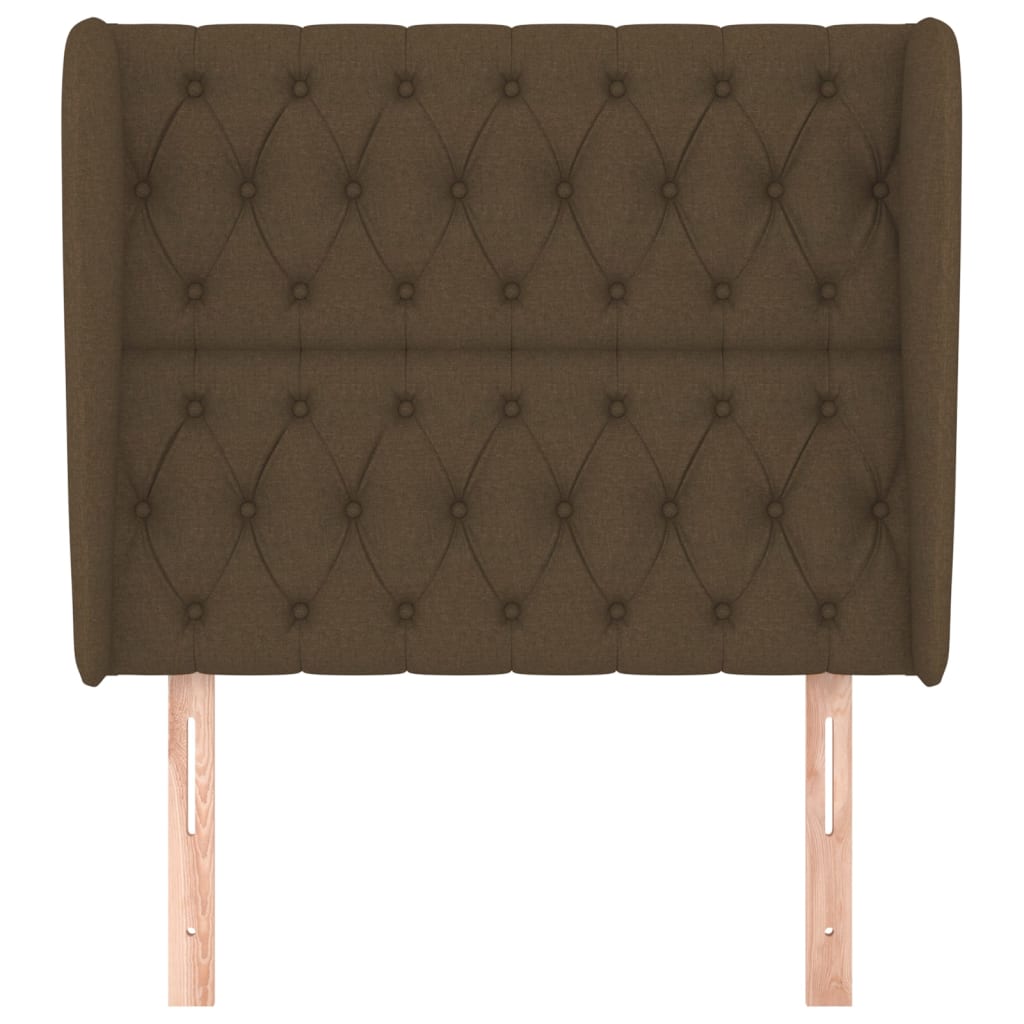vidaXL Tăblie de pat cu aripioare maro închis 103x23x118/128 cm textil