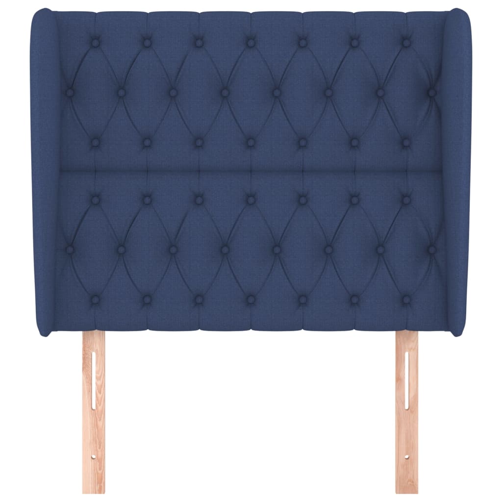 vidaXL Tăblie de pat cu aripioare, albastru, 103x23x118/128 cm, textil vidaXL Tăblie de pat cu aripioare, albastru, 103x23x118/128 cm, textil