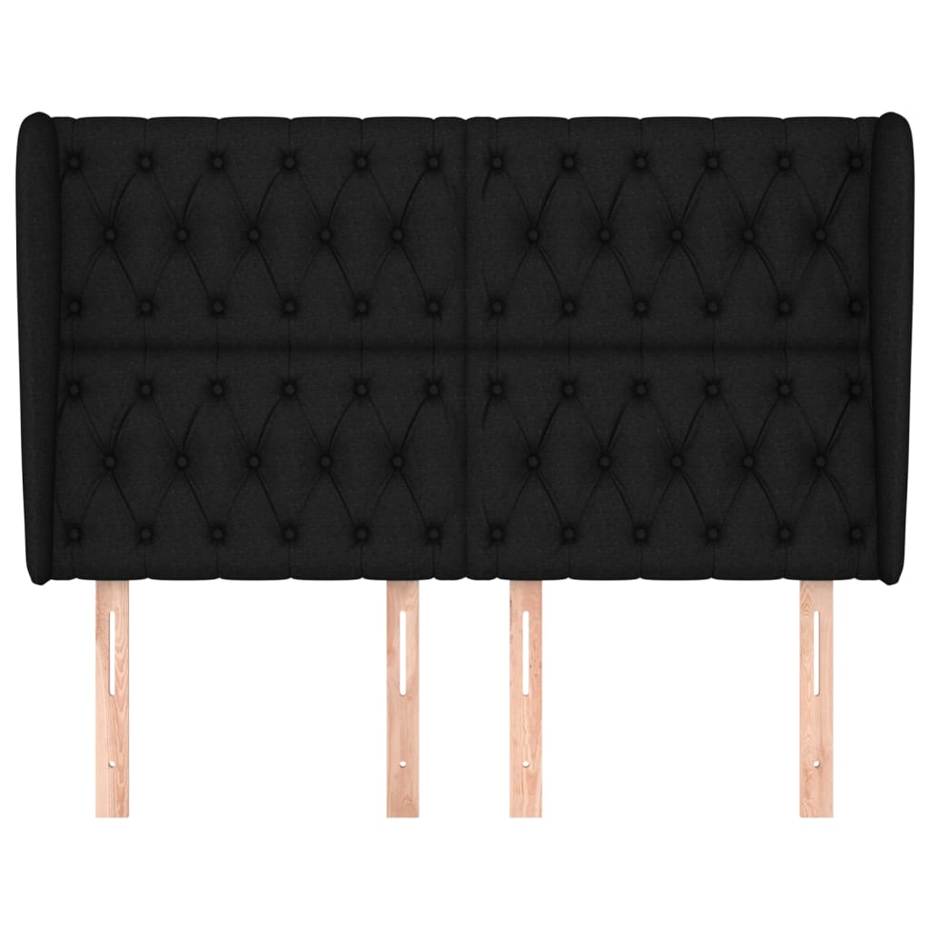 vidaXL Tăblie de pat cu aripioare, negru, 147x23x118/128 cm, textil
