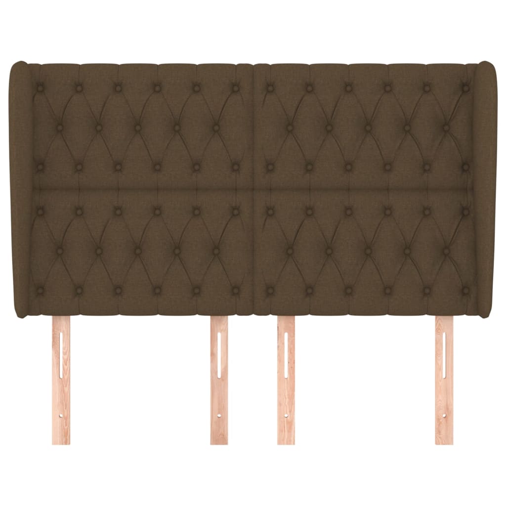 vidaXL Tăblie de pat cu aripioare maro închis 147x23x118/128 cm textil