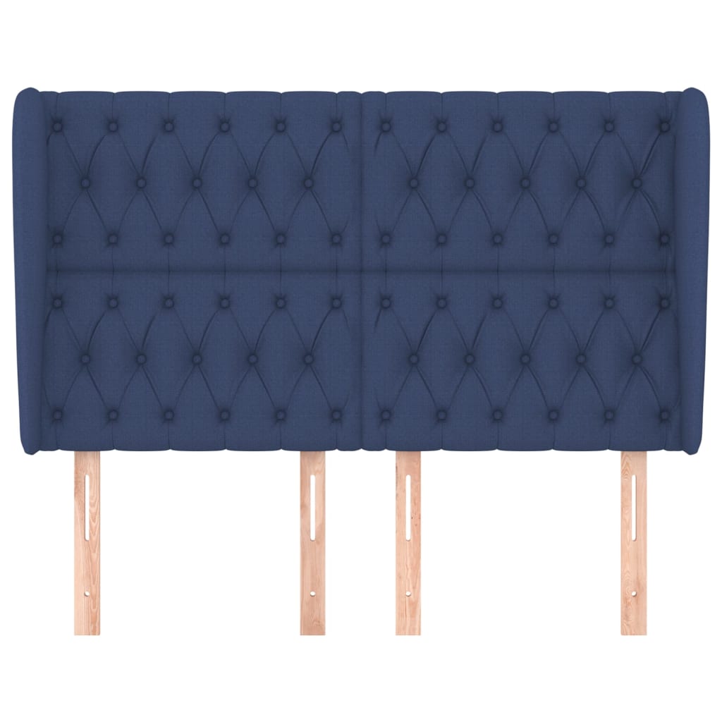 vidaXL Tăblie de pat cu aripioare, albastru, 147x23x118/128 cm, textil