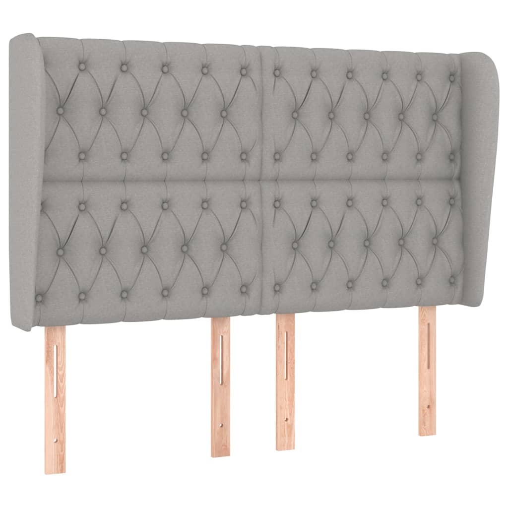 vidaXL Tăblie de pat cu aripioare gri deschis 163x23x118/128 cm textil