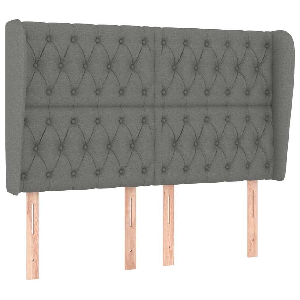 vidaXL Tăblie de pat cu aripioare gri închis 163x23x118/128 cm textil vidaXL Tăblie de pat cu aripioare gri închis 163x23x118/128 cm textil