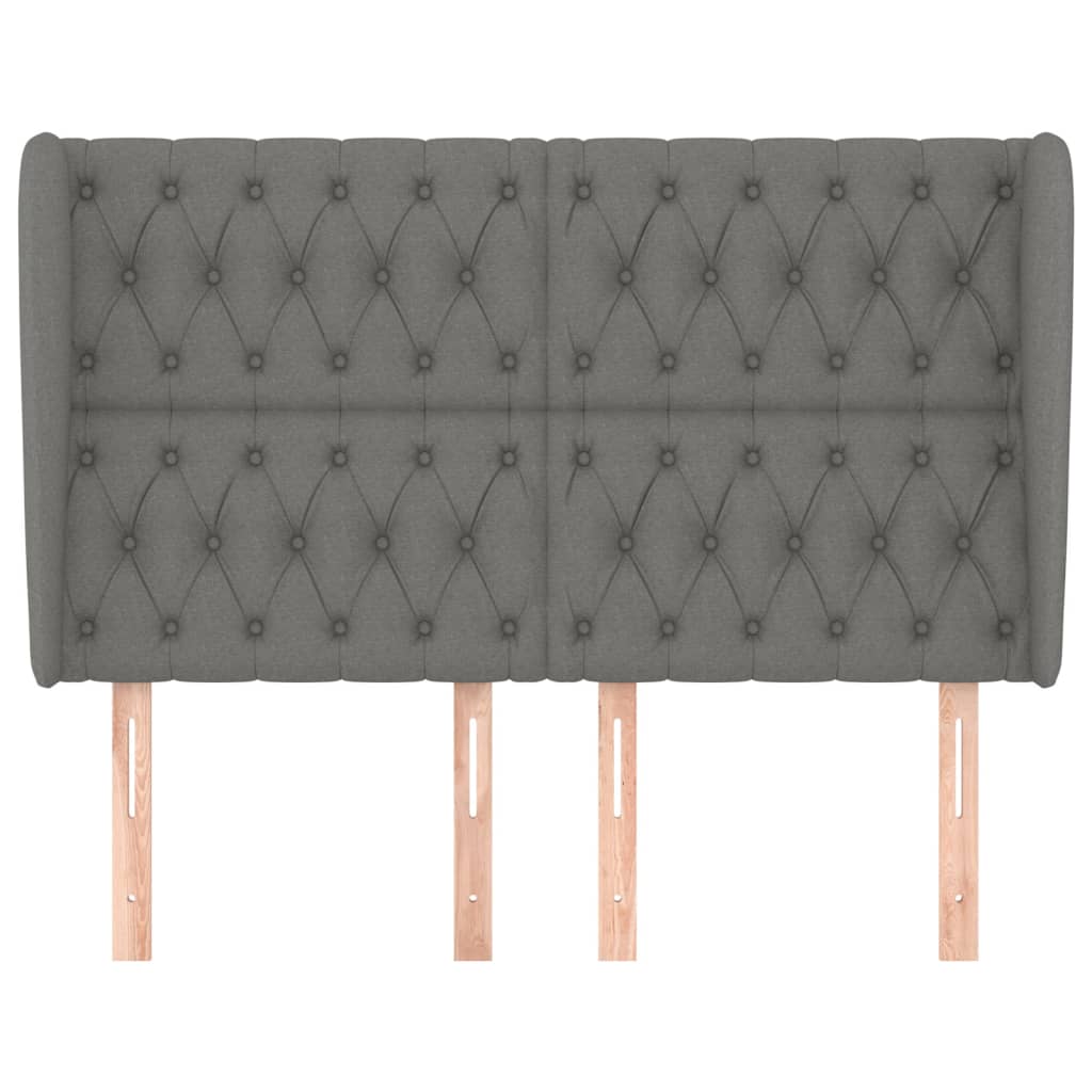 vidaXL Tăblie de pat cu aripioare gri închis 163x23x118/128 cm textil vidaXL Tăblie de pat cu aripioare gri închis 163x23x118/128 cm textil