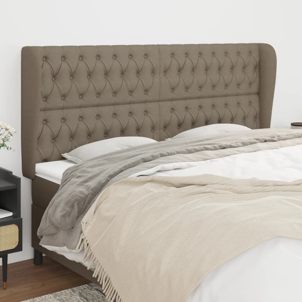 vidaXL Tăblie de pat cu aripioare gri taupe 183x23x118/128 cm textil