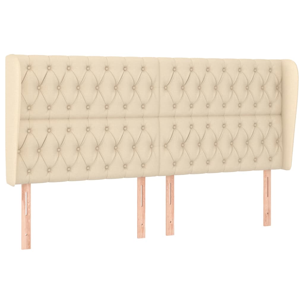 vidaXL Tăblie de pat cu aripioare, crem, 183x23x118/128 cm, textil