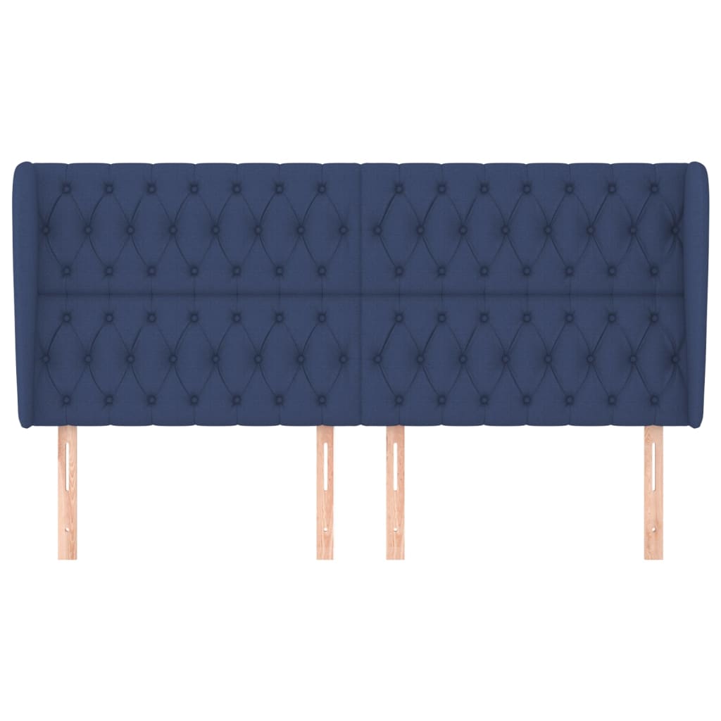 vidaXL Tăblie de pat cu aripioare, albastru, 183x23x118/128 cm, textil