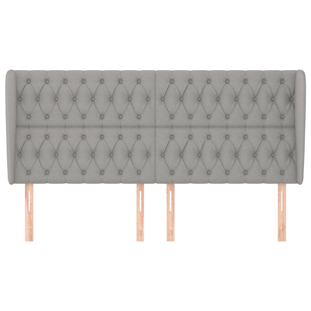 vidaXL Tăblie de pat cu aripioare gri deschis 203x23x118/128 cm textil