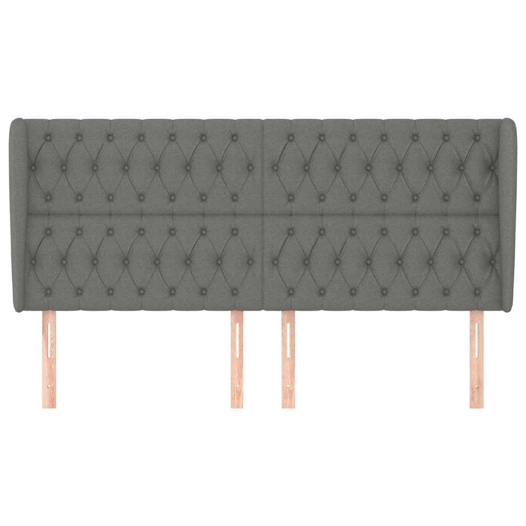 vidaXL Tăblie de pat cu aripioare gri închis 203x23x118/128 cm, textil vidaXL Tăblie de pat cu aripioare gri închis 203x23x118/128 cm, textil