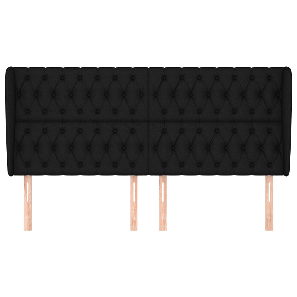 vidaXL Tăblie de pat cu aripioare, negru, 203x23x118/128 cm, textil