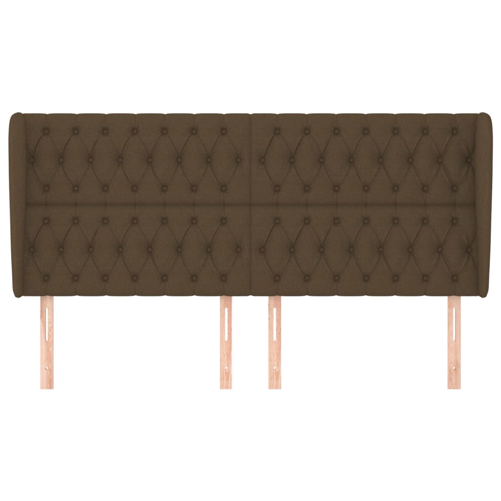 vidaXL Tăblie de pat cu aripioare maro închis 203x23x118/128 cm textil