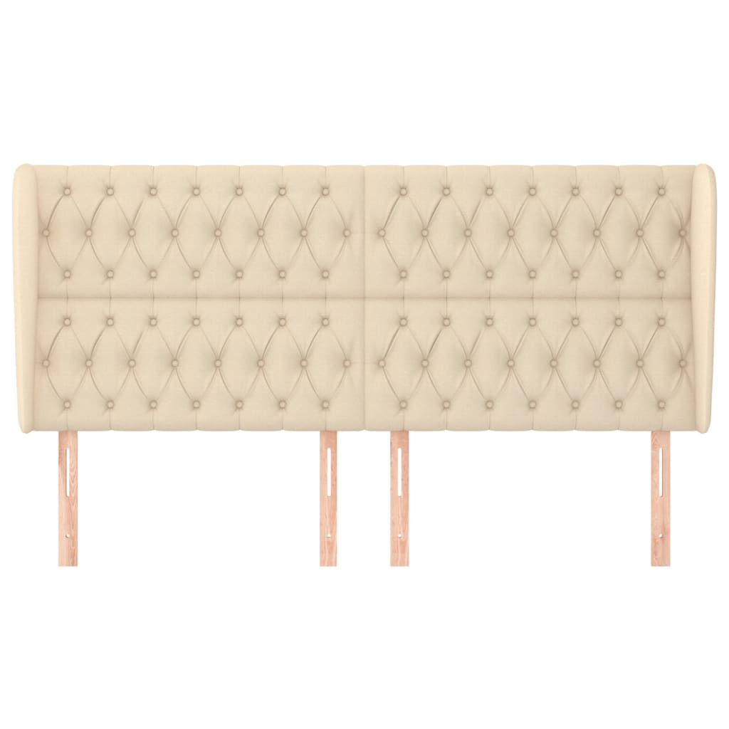 vidaXL Tăblie de pat cu aripioare, crem, 203x23x118/128 cm, textil