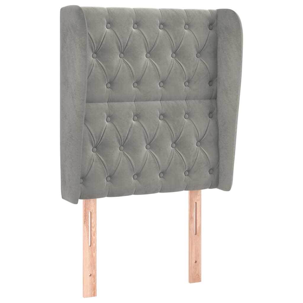 vidaXL Tăblie de pat cu aripioare gri deschis 83x23x118/128 cm catifea